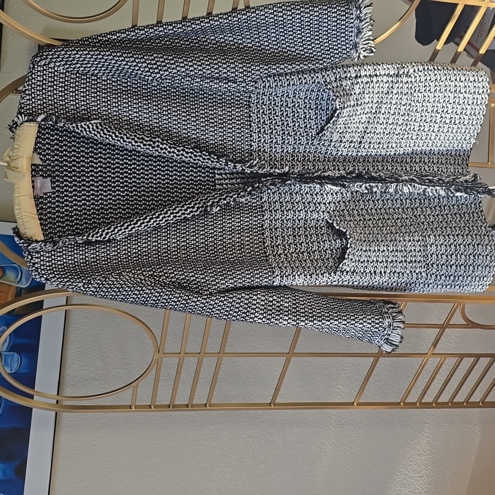 Chicos sweater jacket - size 3 (XL or 16), black & white